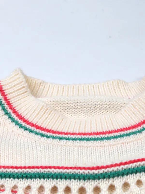 Levoire | Modish et mignon pull en crochet avec des rayures contrastées