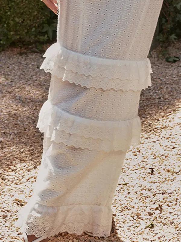 Levoire | Femmes nouvelle robe sexy blanche bande velcro bretelles jupe longue robe française