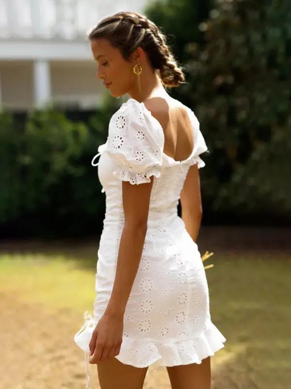 Levoire | Jupe taille haute pour femme, corde attachée, à la mode et sexy, robe courte plissée à col V