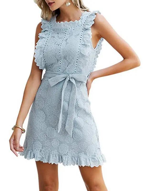 Levoire | Nouvelle robe en spandex brodée pour femme Bleu Clair