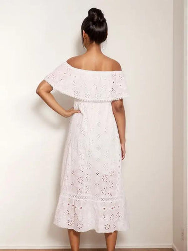 Levoire | Nouvelle robe longue bohème pointue blanche robe de plage nouvelle bustier sans bretelles robe sexy