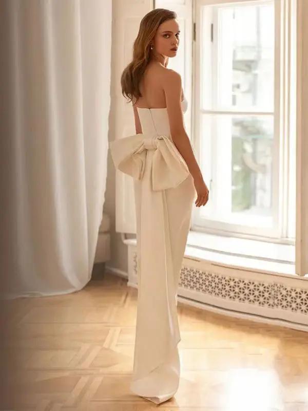 Levoire | Femme Nouvelle Simple Blanche Épaule Dénudée Étroit Robe