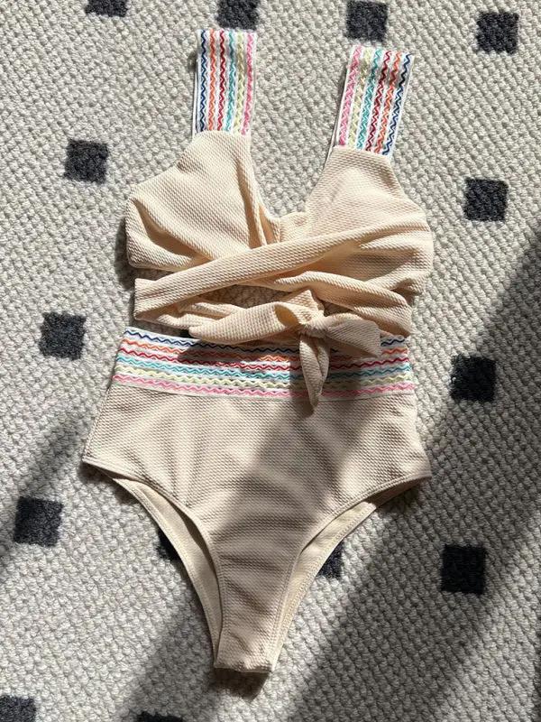 Levoire | Nouvelle série de bandeau arc-en-ciel Taille haute Maillot de bain deux pièces Bikini