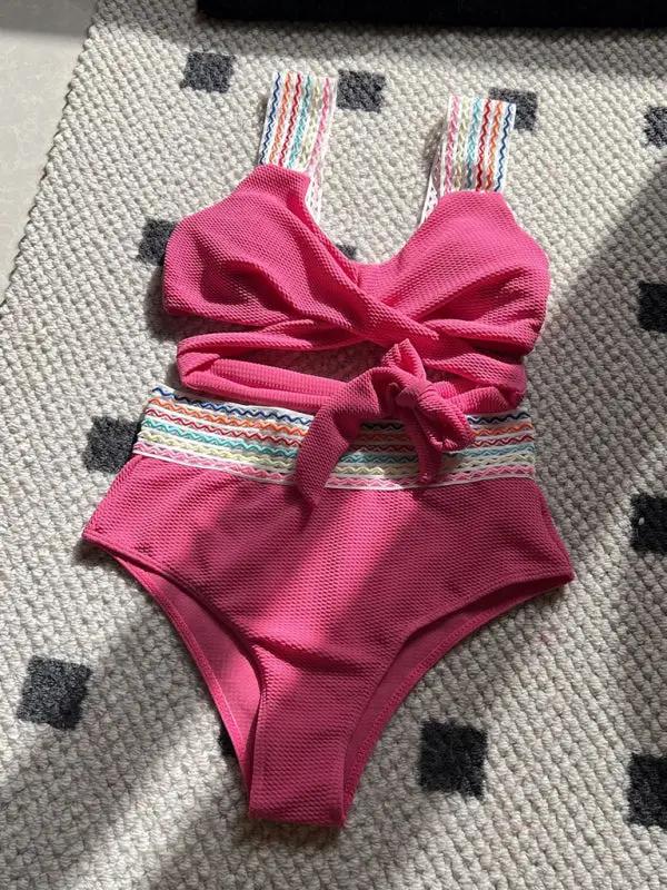 Levoire | Nouvelle série de bandeau arc-en-ciel Taille haute Maillot de bain deux pièces Bikini