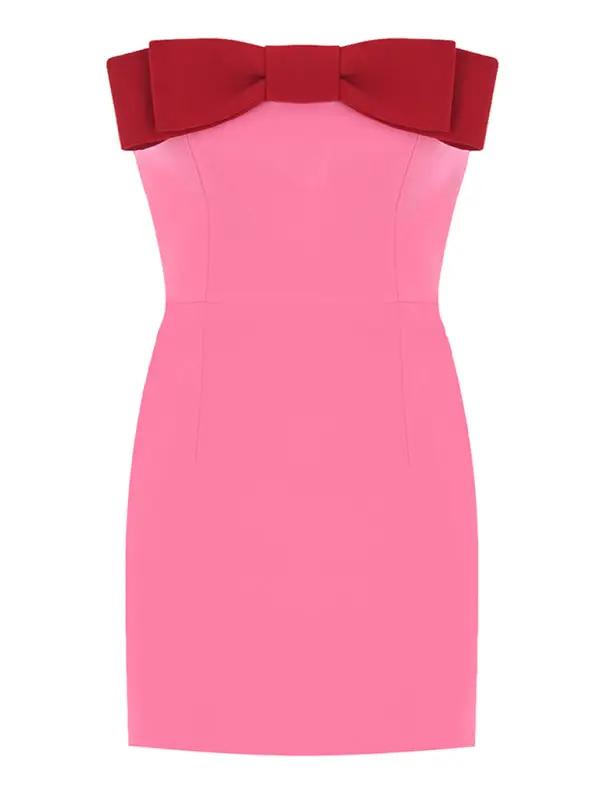 Levoire | Nouveau haut sans manches avec détails de nœud sexy dos nu doublé jupe ajustée couvrante aux hanches robe d'anniversaire