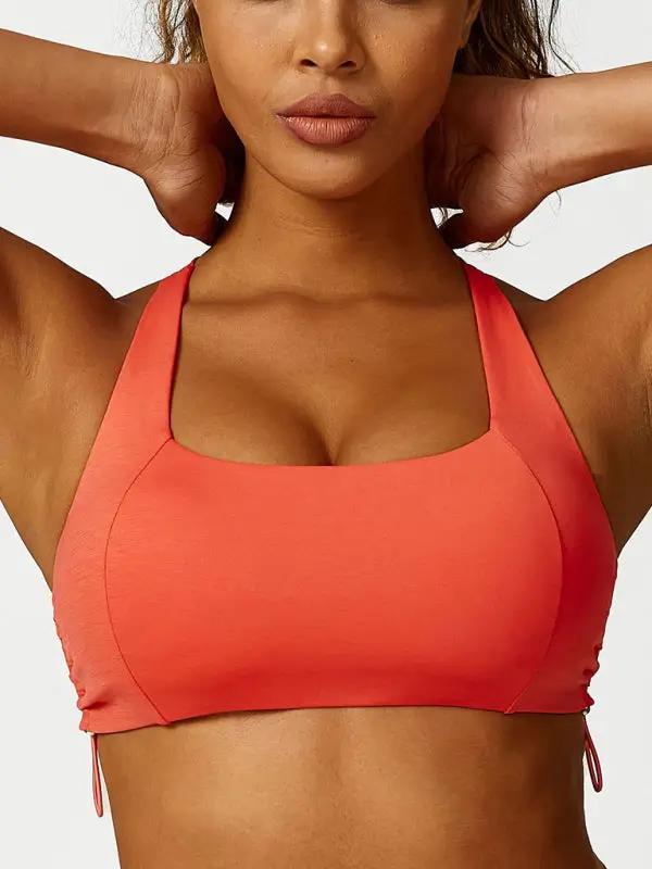 Levoire | Nouveau verrou de lacet vêtements de yoga respirants uni yoga-brassière Orange Rouge
