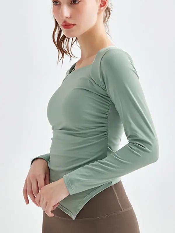 Levoire | Nouvelle col carrée couture irrégulière sport manches longues séchage rapide course-fitness-yoga-vêtements