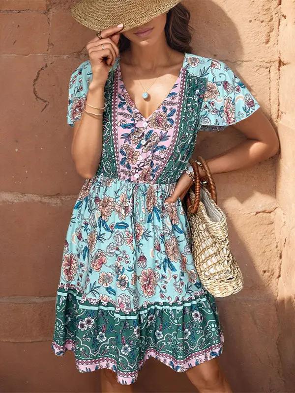 Levoire | Nouvelle robe femme V col boho-style