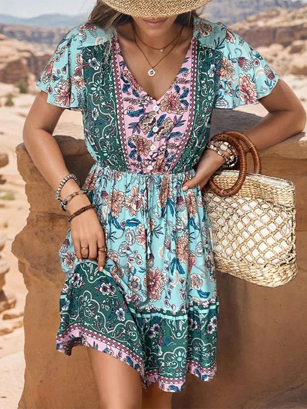 Levoire | Nouvelle robe femme V col boho-style