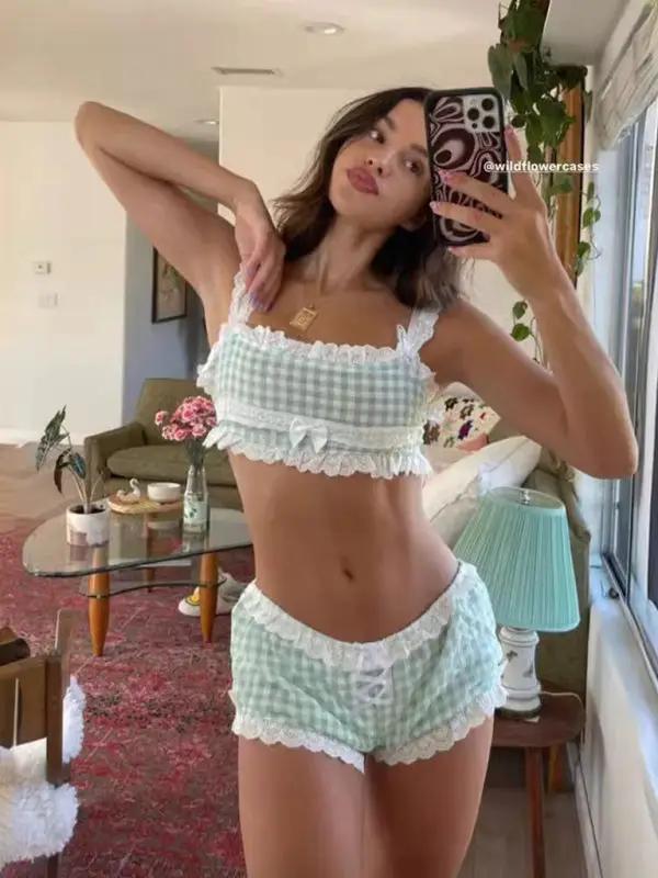 Levoire | Nouvel sous-vêtement à carreaux pyjama sexy amusant uniforme mignon tentation maison amusante costume