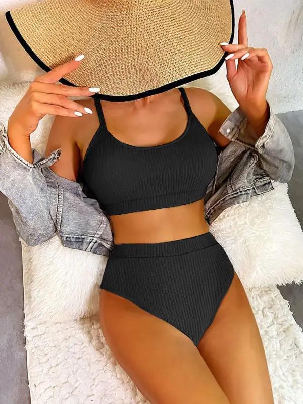 Levoire | Nouveau bikini uni vacances natation sexy maillot de bain une pièce Noir