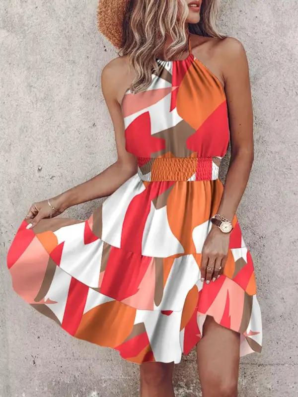 Levoire | Nouvelle robe sexy sans épaules à col halter pour dames Orange Rouge