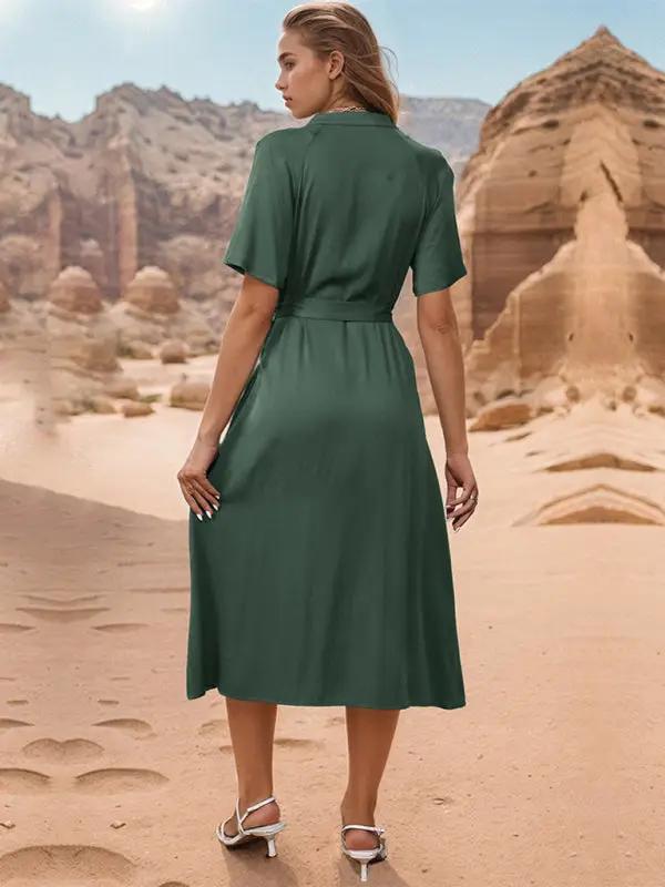 Levoire | Nouveau style revers à un rang robe verte