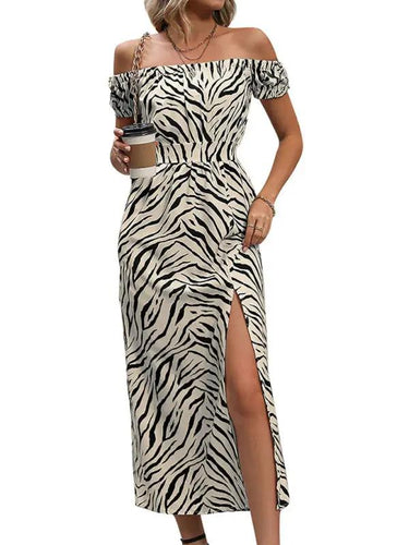 Levoire | Nouvelle robe pour femmes avec motif animal et décolleté bateau
