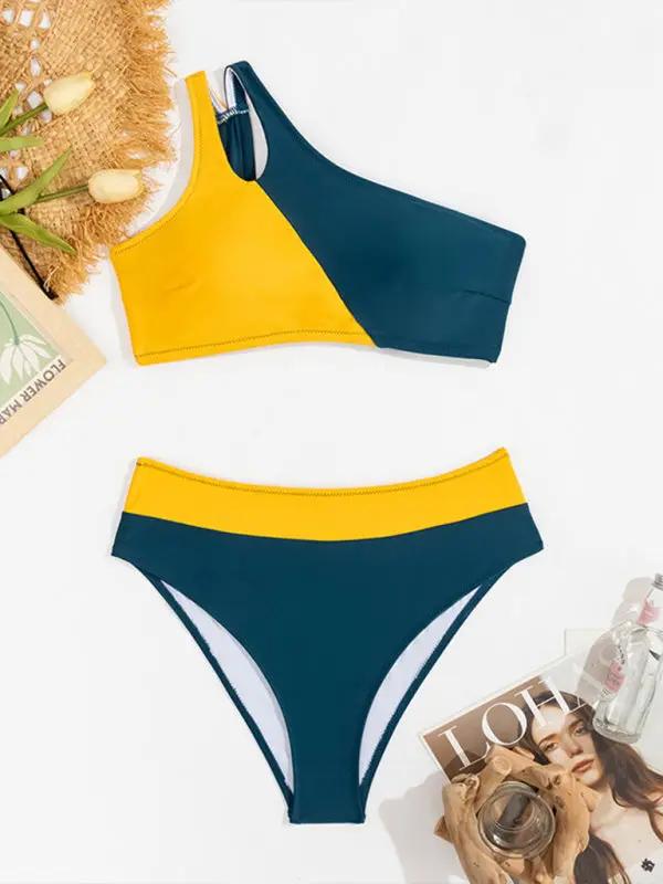 Levoire | Nouvelle combinaison de couleurs En- épaules Sexy Fente Maillot de bain Plage Ensemble de bikini