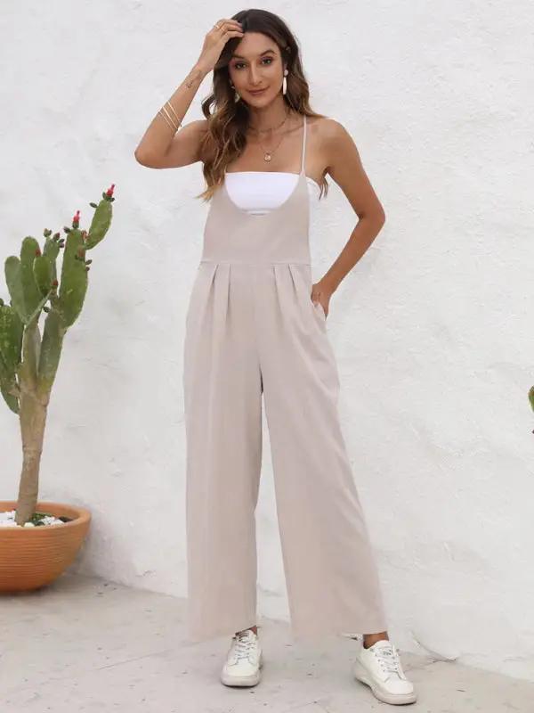 Levoire | Nouveau pantalon large décontracté en couleur unie Khaki