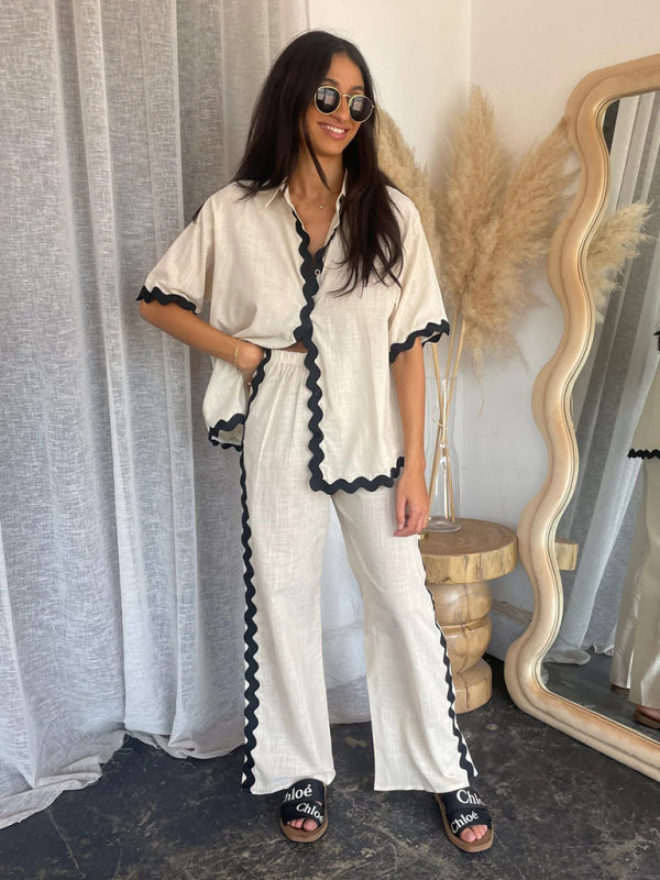 Levoire | Nouveau style de pantalons à taille ajustable et décontractés à une rangée à bout pointu et de tenue de chemise