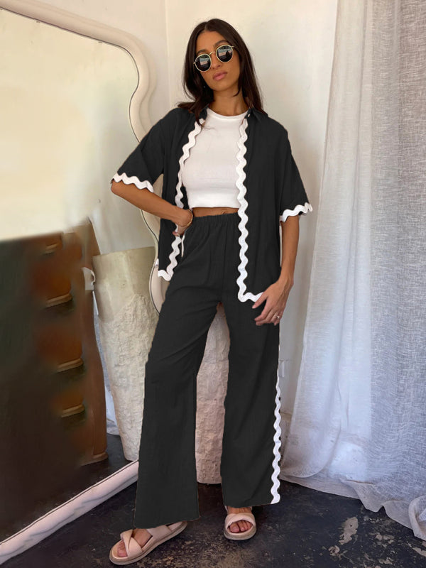Levoire | Nouveau style de pantalons à taille ajustable et décontractés à une rangée à bout pointu et de tenue de chemise Musta