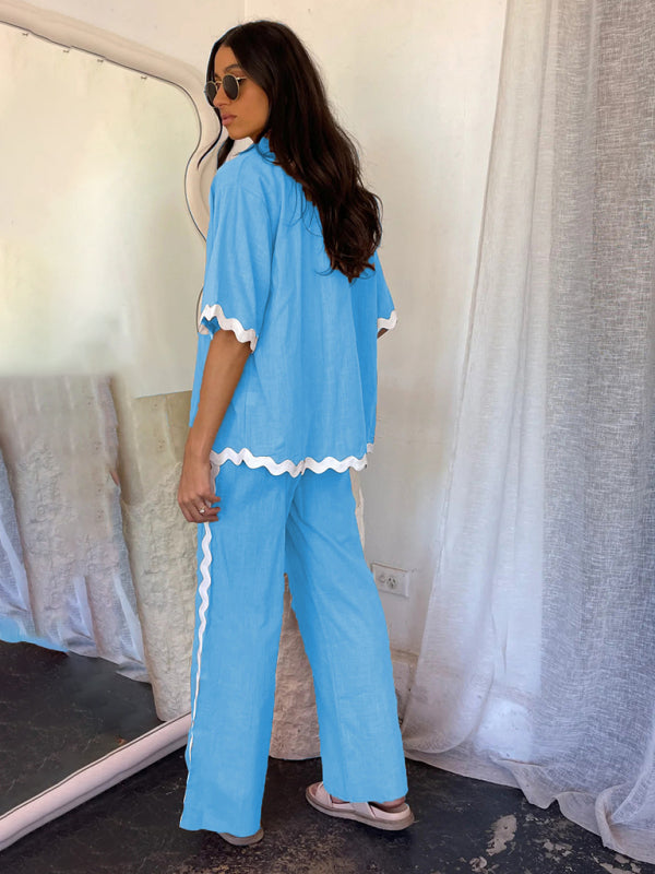 Levoire | Nouveau style de pantalons à taille ajustable et décontractés à une rangée à bout pointu et de tenue de chemise