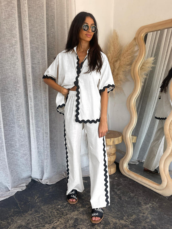Levoire | Nouveau style de pantalons à taille ajustable et décontractés à une rangée à bout pointu et de tenue de chemise