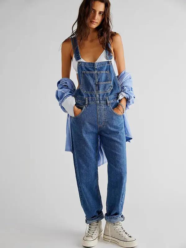 Levoire | Nouveau style combinaison décontractée en denim lâche Pourpre bleu marine