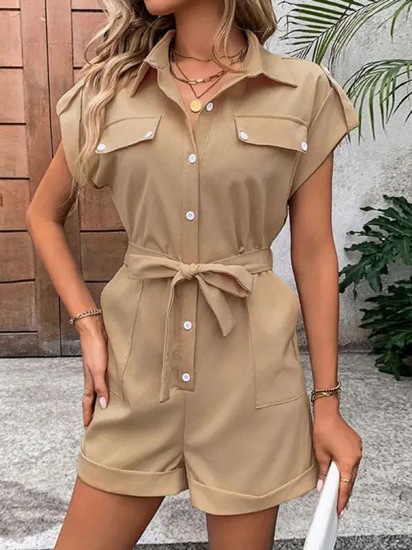 Levoire | Nouvelle combinaison de pendler avec cordon Taille haute combinaison à revers Khaki