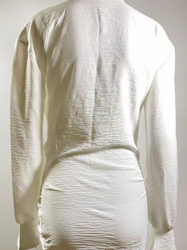 Levoire | Chemise blanche à manches longues sexy décolleté en V profond robe pour femmes