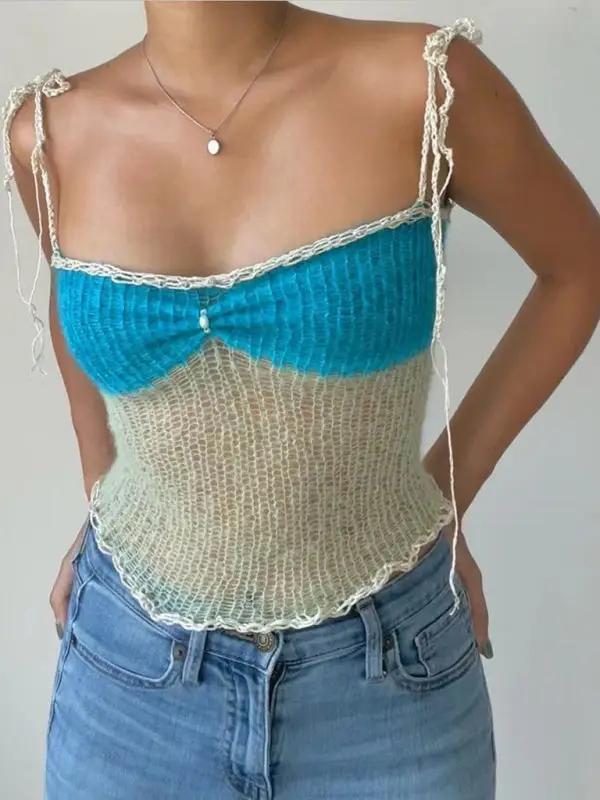 Levoire | Nouveau Top Slim-Fit Couleur Contrastante sexy Bleu