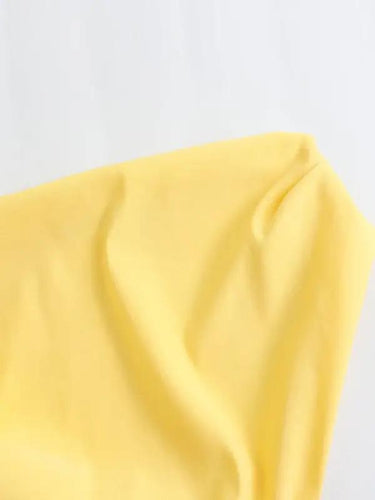 Levoire | Nouveau pull femme uni avec col en biais sans manches top plissé asymétrique