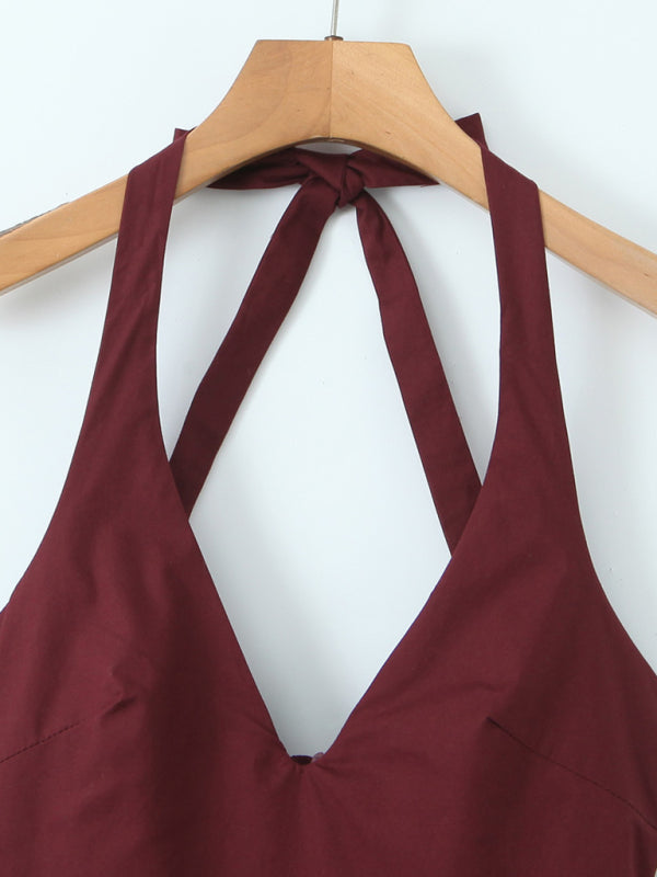 Levoire | Dame nouvelle chaude fille décontractée sexy V-neck Halterneck Splicing Slim robe