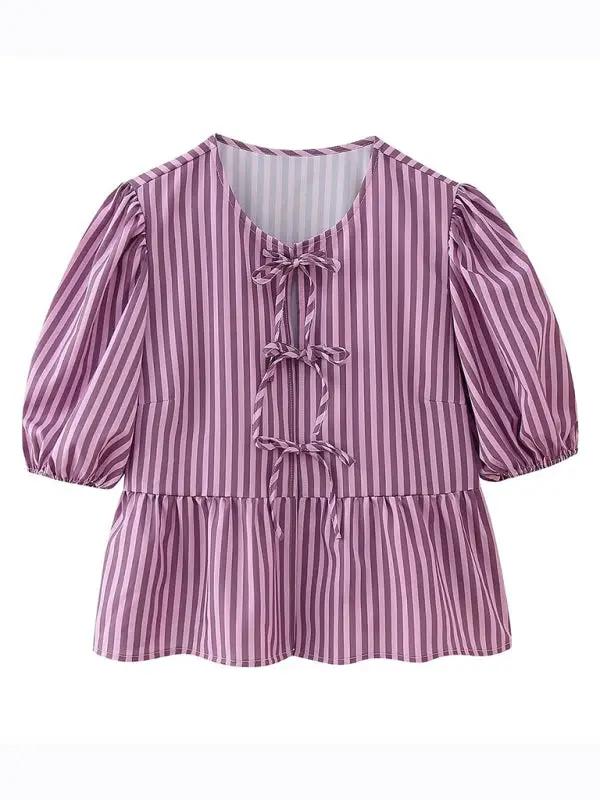 Levoire | Modern, décontracté et polyvalent, chemise à cordon en multicolore Violetti