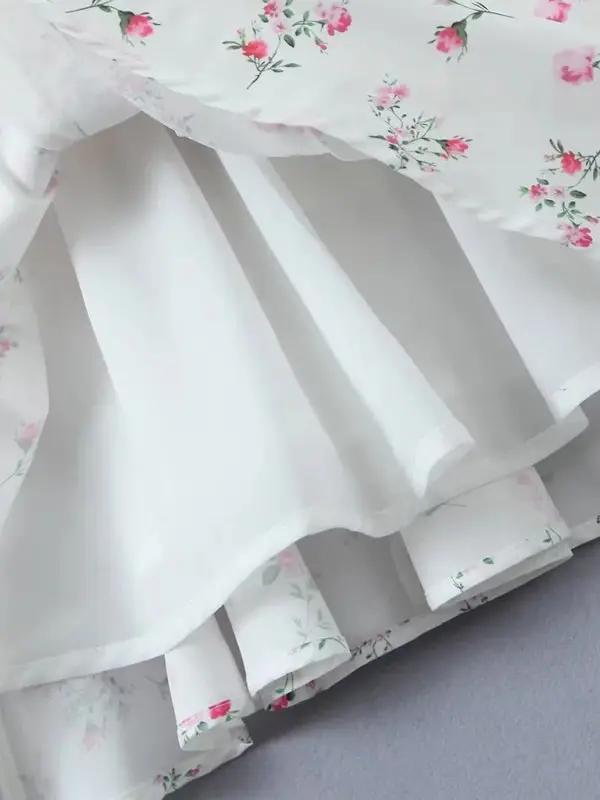 Levoire | Robe à lacets imprimée à pointes avec des bandeaux de taille superposés