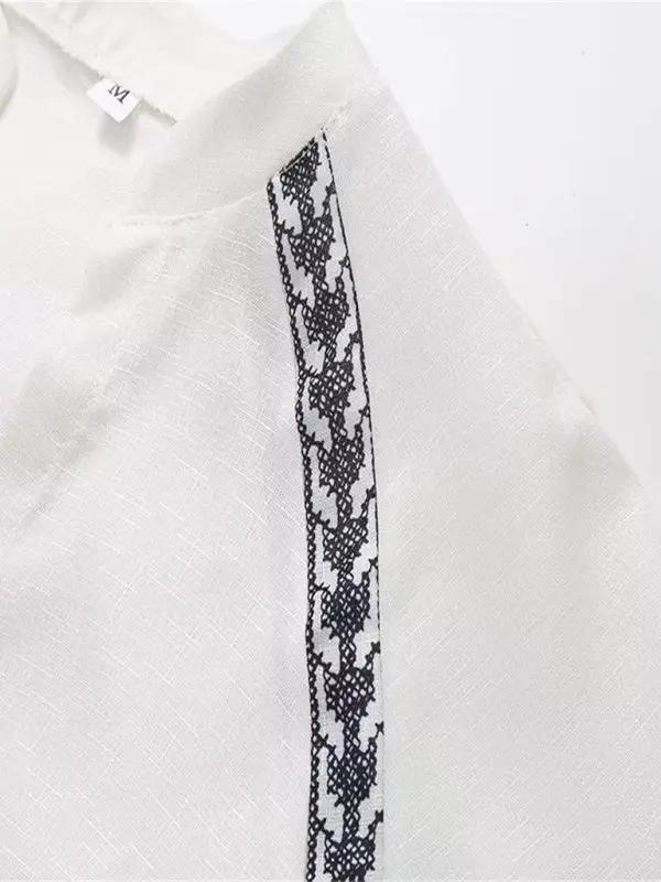 Levoire | Nouvelle vêtement pour dames polyvalent broderie personnel contrastant chemise
