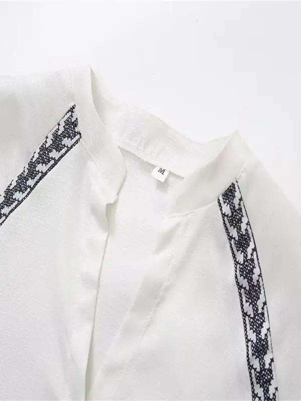 Levoire | Nouvelle vêtement pour dames polyvalent broderie personnel contrastant chemise