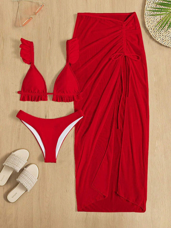 Levoire | Nouveau style maillot de bain à fente, sexy sans dos trois pièces jupe taille