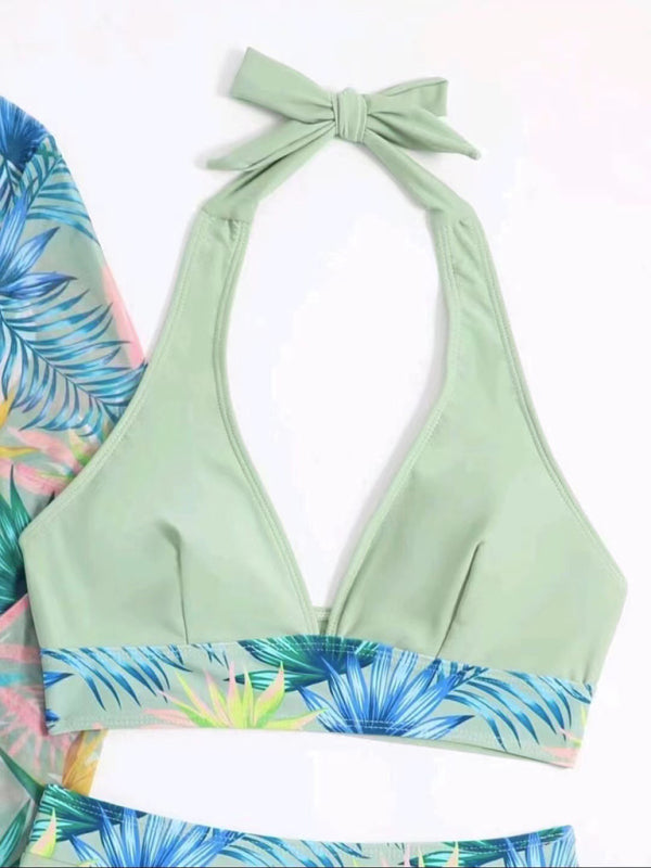 Levoire | Nouveau bikini sexy push-up décolleté en mesh imprimé trois pièces