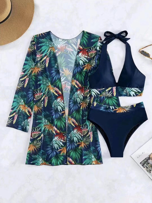 Levoire | Nouveau bikini sexy push-up décolleté en mesh imprimé trois pièces