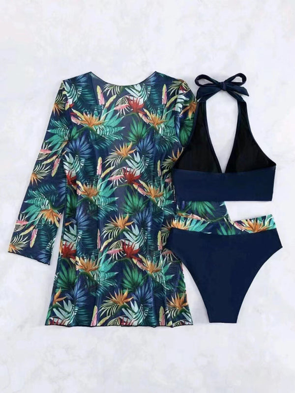 Levoire | Nouveau bikini sexy push-up décolleté en mesh imprimé trois pièces