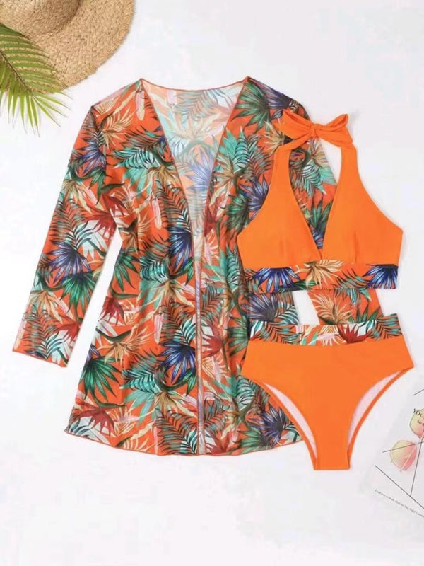 Levoire | Nouveau bikini sexy push-up décolleté en mesh imprimé trois pièces