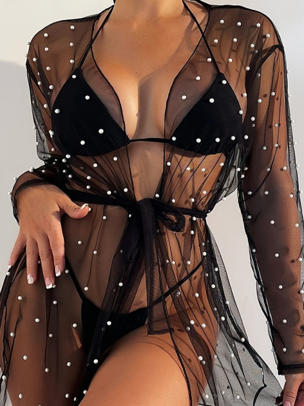 Levoire | Veste de protection solaire de vacances haut de bikini maillot de bain combinaison de plage Noir TAILLE UNIQUE