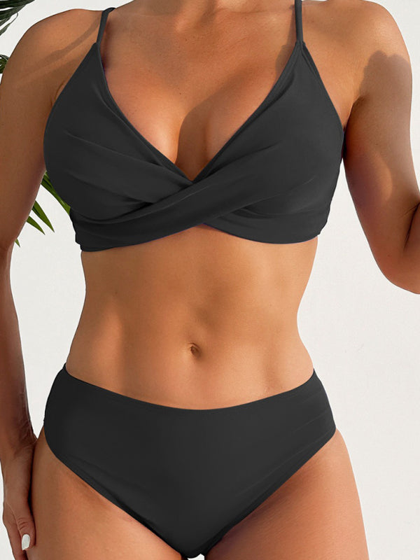 Levoire | Maillot de bain découpé uni sexy bikini à croix