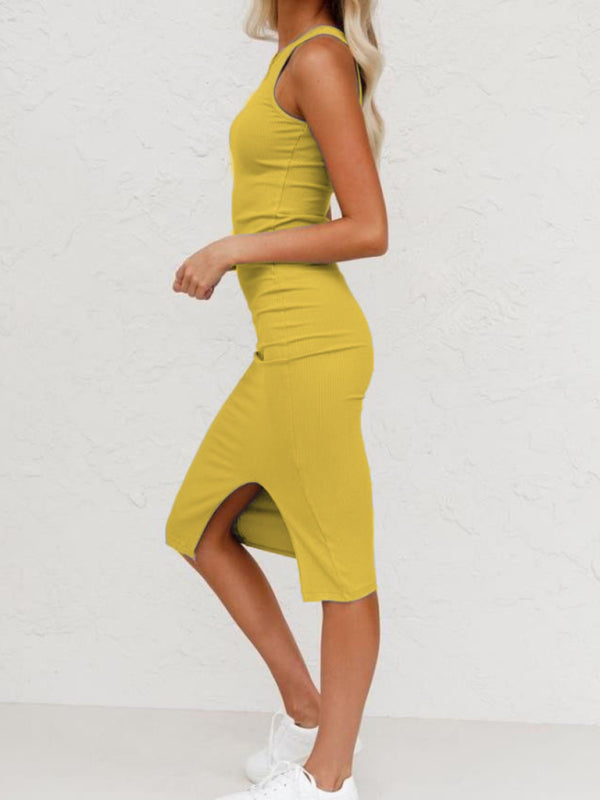 Levoire | Femmes Gilet Coloré Élégant Robe Tricotée Longue Fendue