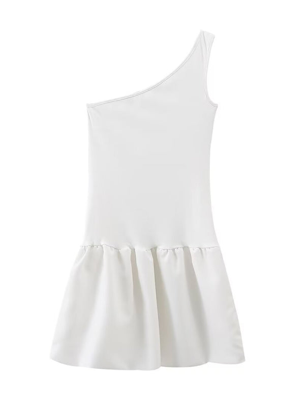 Levoire | Robe mini patchwork à une épaule sexy avec jupe princess puffée