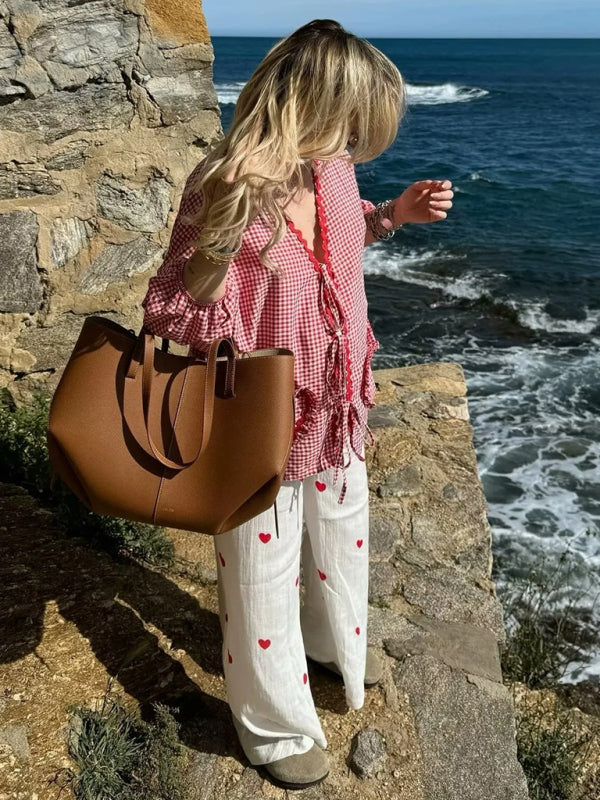 Levoire | Robes pour dames Love Pocket Carreaux Chemise à manches longues