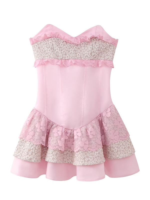 Levoire | Nouvelle douce et romantique robe courte tube Rosa
