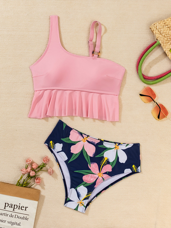 Levoire | New cut swimsuit High cut bikini ruffles floral print multicolored swimsuit