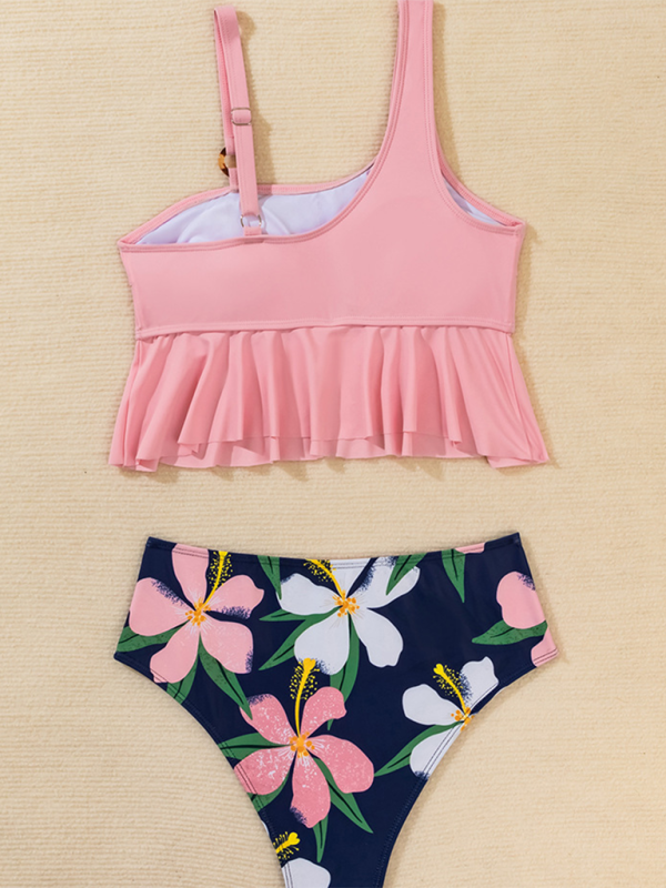 Levoire | New cut swimsuit High cut bikini ruffles floral print multicolored swimsuit