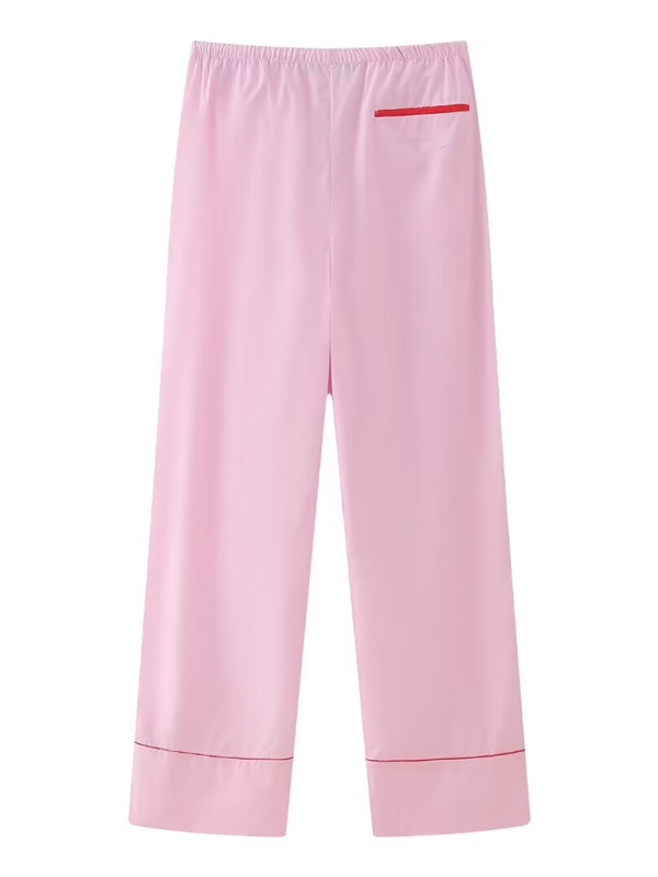 Levoire | Nouveau style portefeuille inversé uni chemise à manches longues détails contrastants pantalon de loisirs ensemble