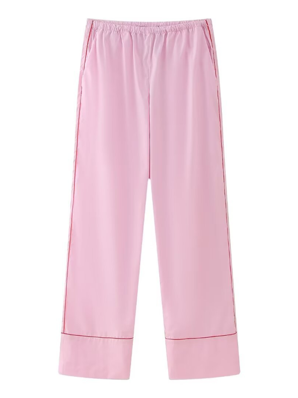 Levoire | Nouveau style portefeuille inversé uni chemise à manches longues détails contrastants pantalon de loisirs ensemble