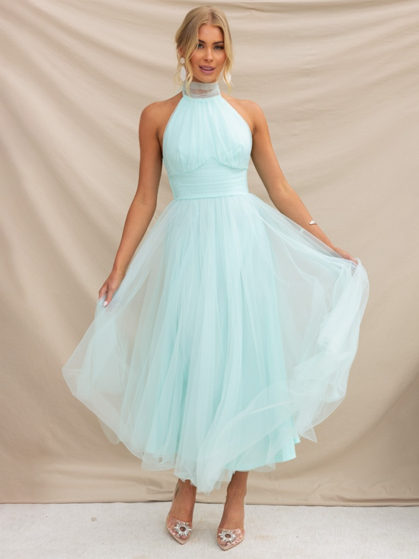 Levoire | Nouveau style col halter en maille robe à col roulé Vert